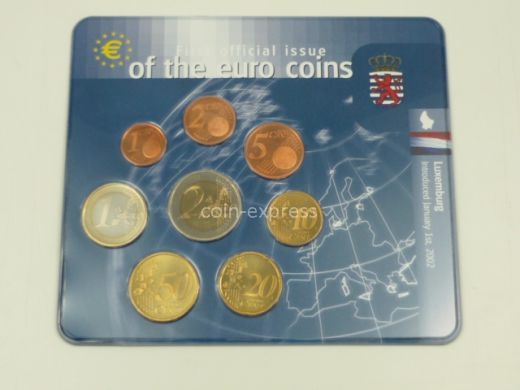 Euro Kursmünzensatz Luxemburg 2002 blauer Folder