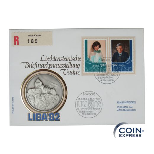 Numisbrief 1982 Liechtensteinische Briefmarkenausstellung Vaduz