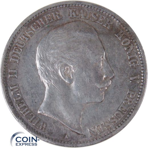 5 Mark Münze Preußen 1907 A Wilhelm II. Silber