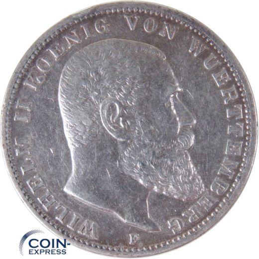 3 Mark Münze Württemberg 1912 F Wilhelm II. Silber