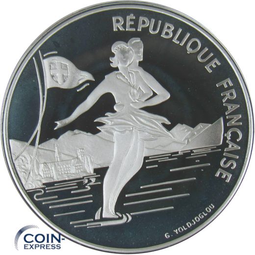 100 Francs Frankreich 1989 Olympia Albertville Eiskunstlauf