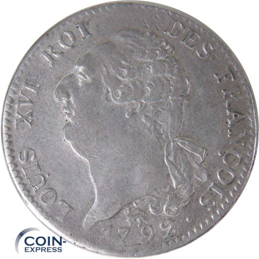 1 ECU Gedenkmünze Frankreich 1792 Louis XVI A