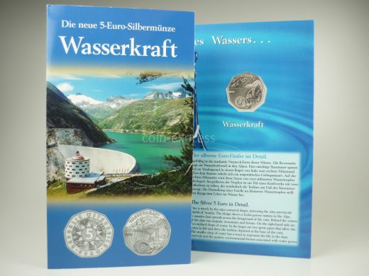 5 Euro Gedenkmünze Österreich 2003 Wasserkraft - im Folder