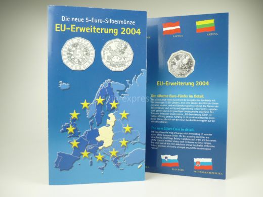 5 Euro Gedenkmünze Österreich 2004 EU-Erweiterung - im Folder